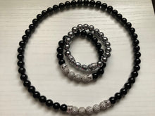 Load image into Gallery viewer, Gentleman Gems 3pc Set Black Onyx and CZ Beads
