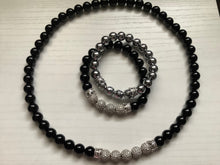 Load image into Gallery viewer, Gentleman Gems 3pc Set Black Onyx and CZ Beads
